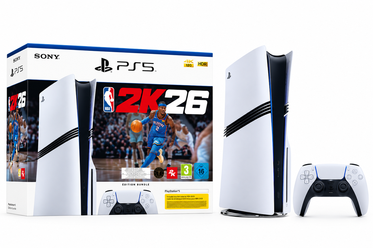 Zestaw z konsolą PlayStation 5 Sony Edycja Standardowa Slim Biało-czarny + NBA 2K26